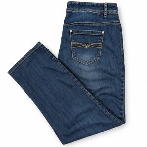 d/C Jeans Straight Leg Jeans Womens Size 20 Blue Denim Rhinestone Pockets
